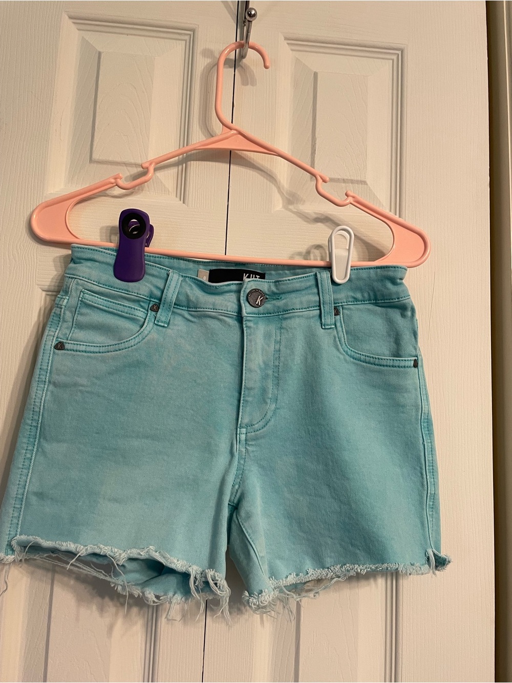 Kut from the Kloth Aqua Frayed Hem Denim Shorts